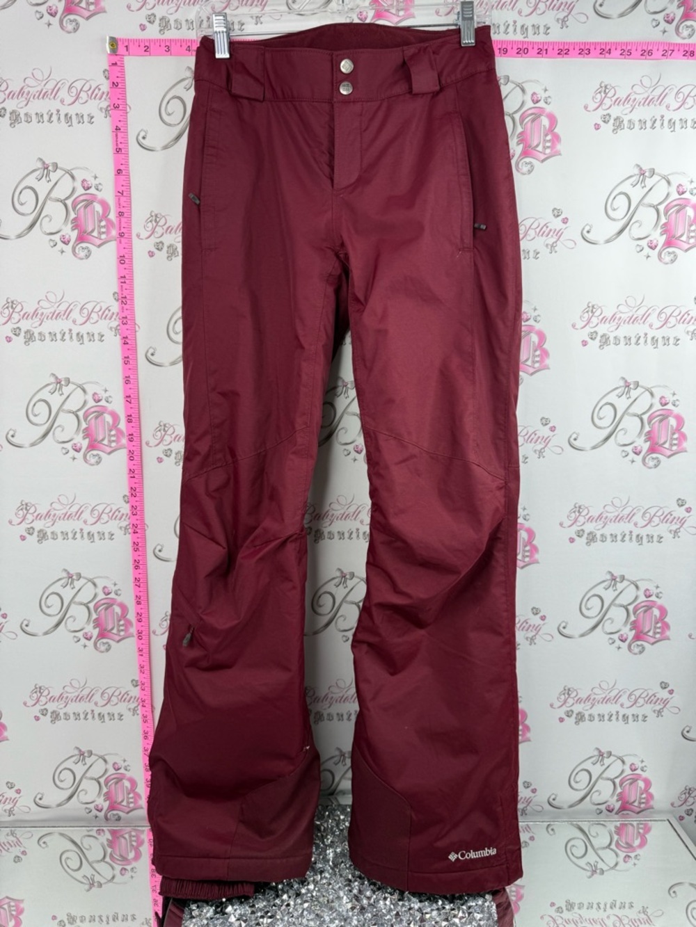 Columbia ski pants snow pants omni heat tech burgundy Maroon Ski Snow Pants